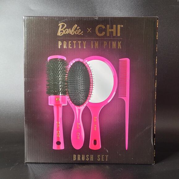 Barbie X CHI‎ 65th Anniversary Pretty In Pink Hot Pink Brush Set Princess NIB - Picture 1 of 5